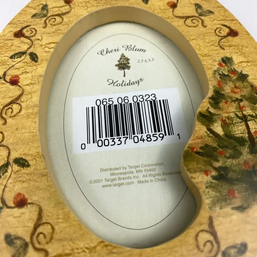 VTG Cheri Blum Holiday Wood 2.5 x 3.5 Picture Frame Christmas Seasonal Decor 5
